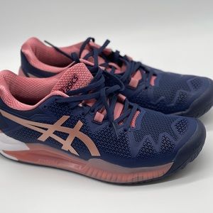 Asics Gel Resolution 8 Womens Sneakers Blue Pink 1042A072